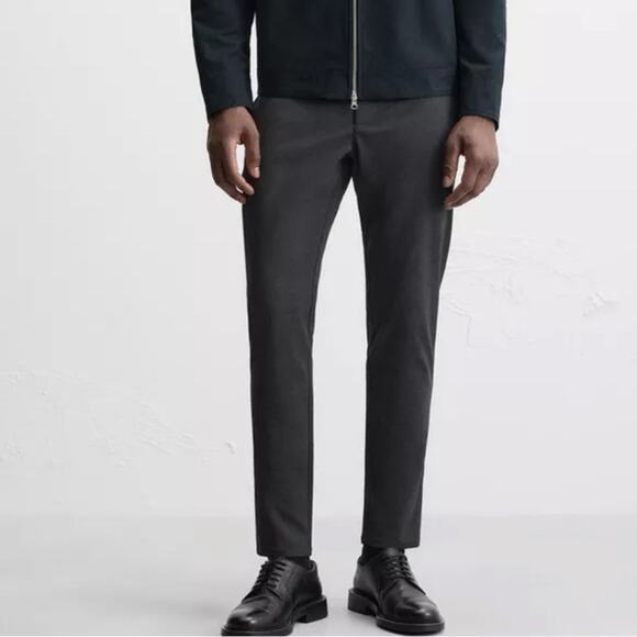 Zara Charcoal Gray Slim Stretch Melange Pants - Picture 2 of 7